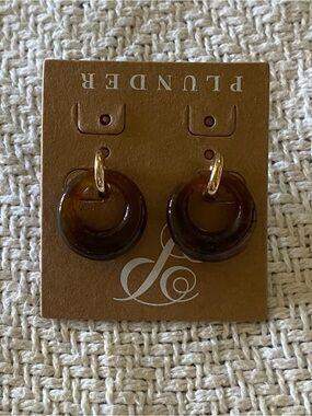 Plunder Gold Hoop Earrings with Tortoiseshell Brown Rings